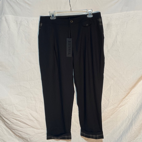 Disturbia Pants - Disturbia Black Plaid Accent Trousers
